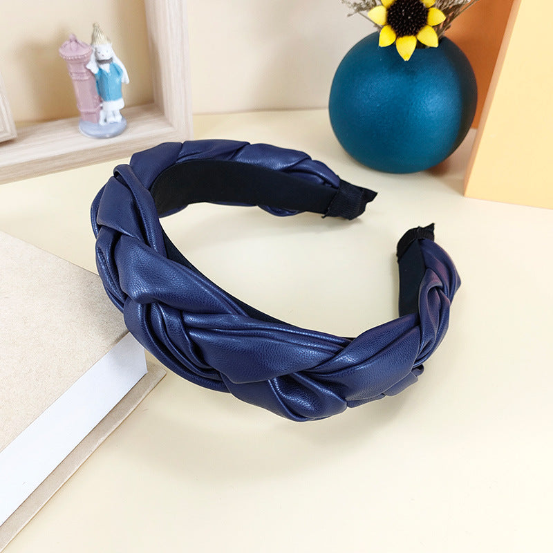 Wholesale PU leather braided braid headband hair pressing non-slip fashionable all-match headband