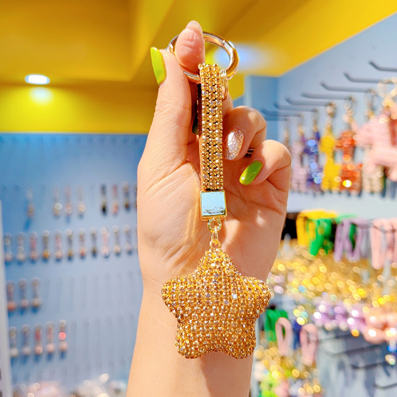 Wholesale Cute cartoon full diamond pentagram Rhinestone Keychain