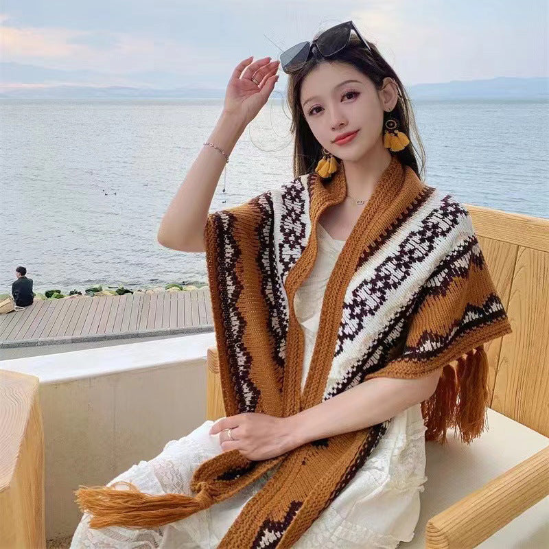 Wholesale Bohemian Acrylic Triangle Shawl Scarf