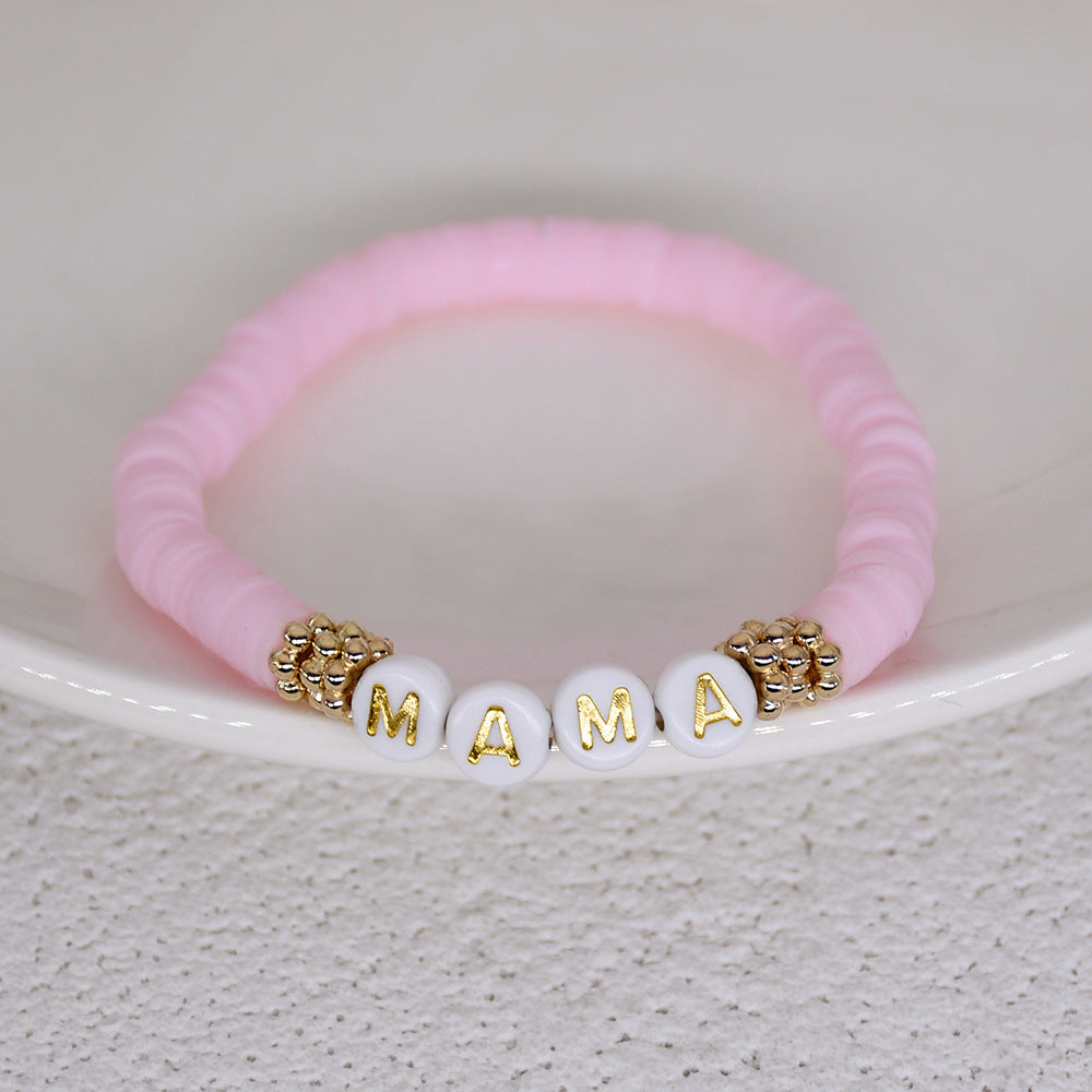 Wholesale Bohemian Style Soft Clay Letter Bracelet Combination Set