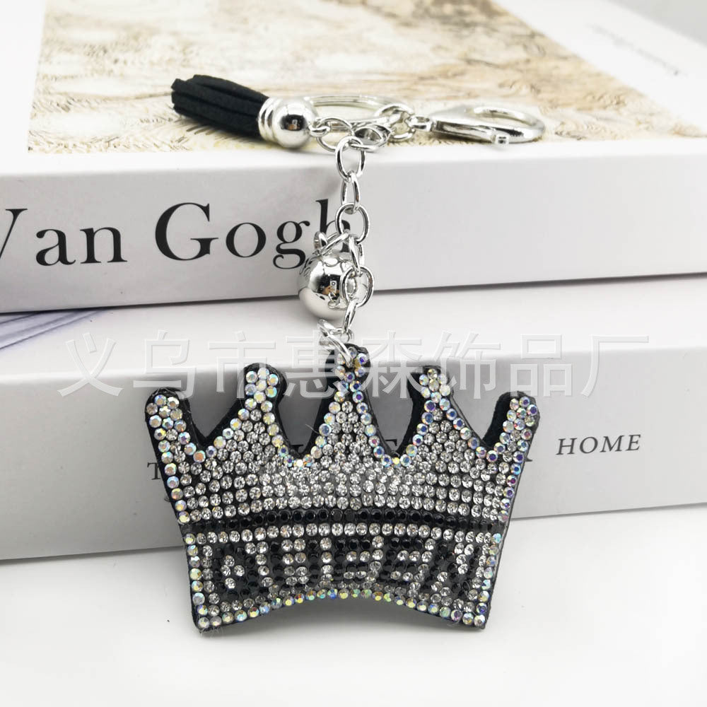 Wholesale 4pcs Diamond-encrusted Crown QUEEEN Keychain