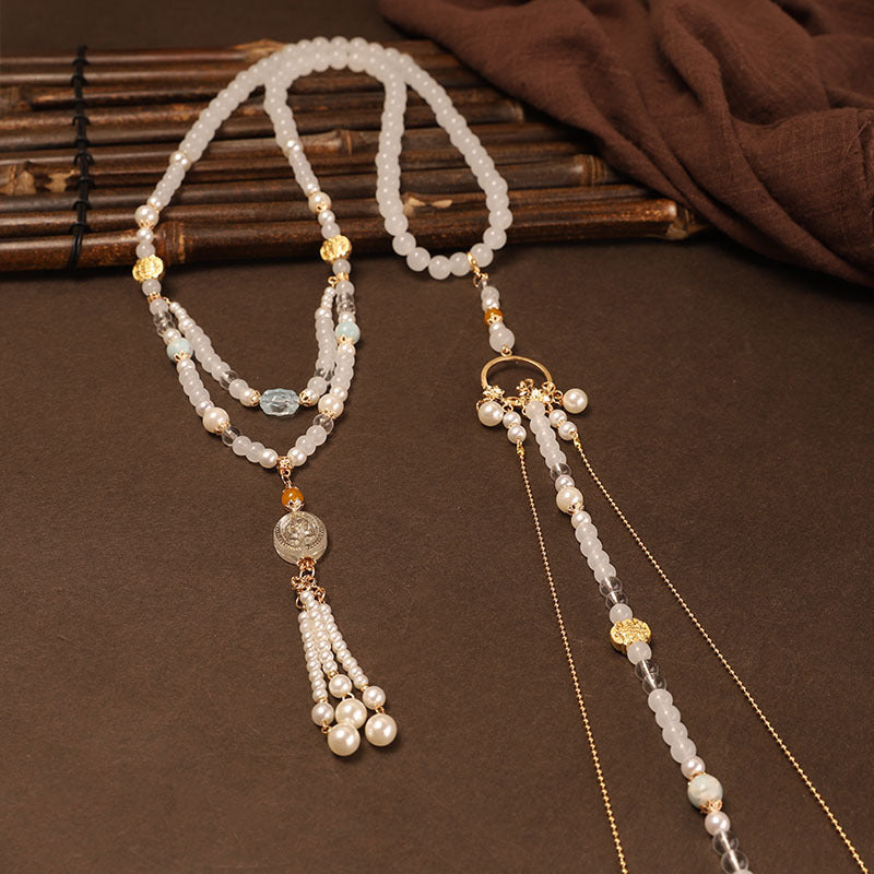 Wholesale Ancient style longevity lock tassel necklace