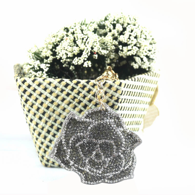 Wholesale 4pcs Valentine' s Day  Diamond Rose Flower Rhinestone Keychain