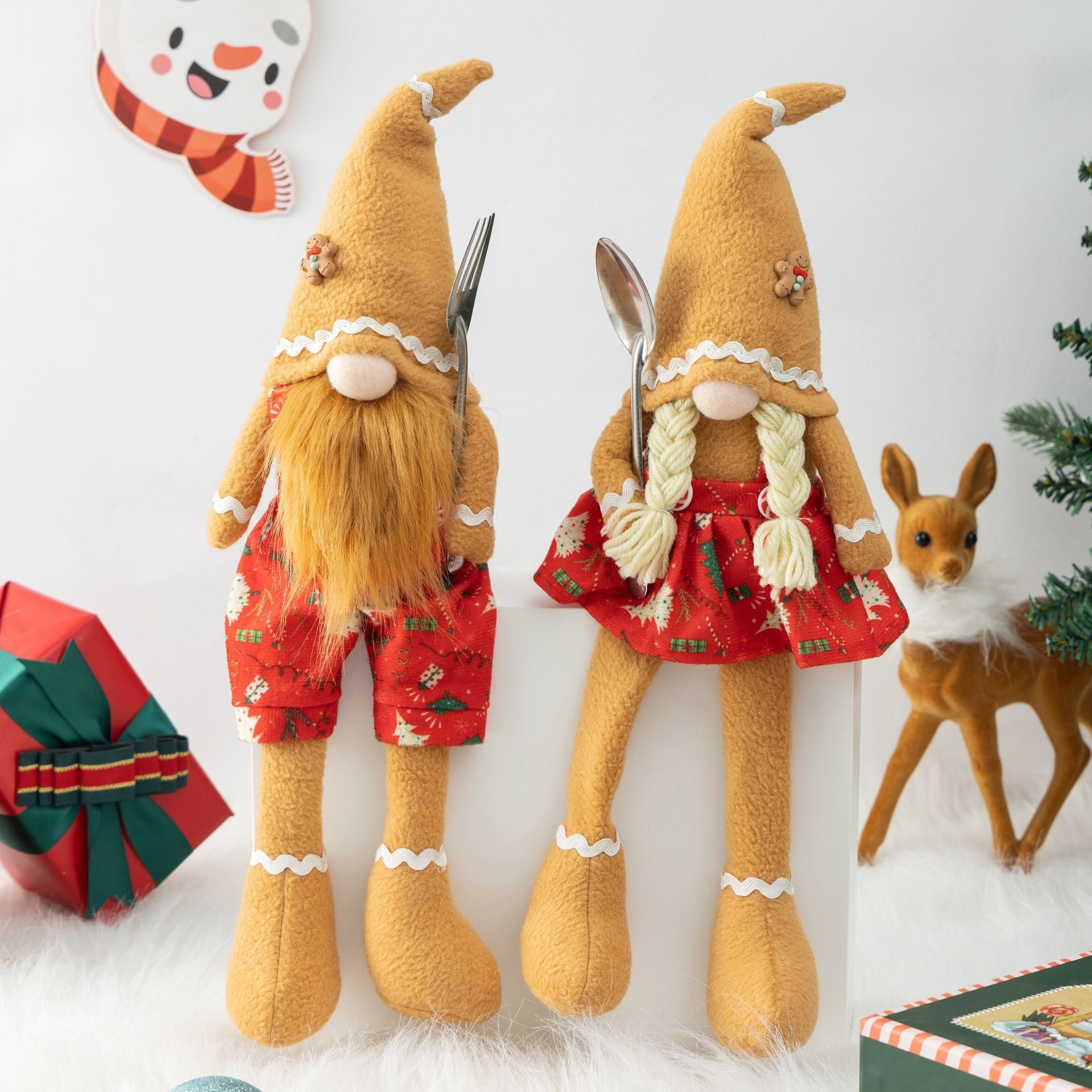 Wholesale Pointed Hat Gingerbread Man Long Leg Fabric Art Face Less Doll