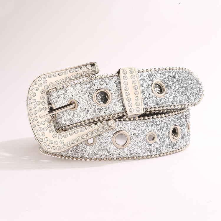 Wholesale Fashion Versatile Sequined Rhinestone Belt Jeans Decorative Belt