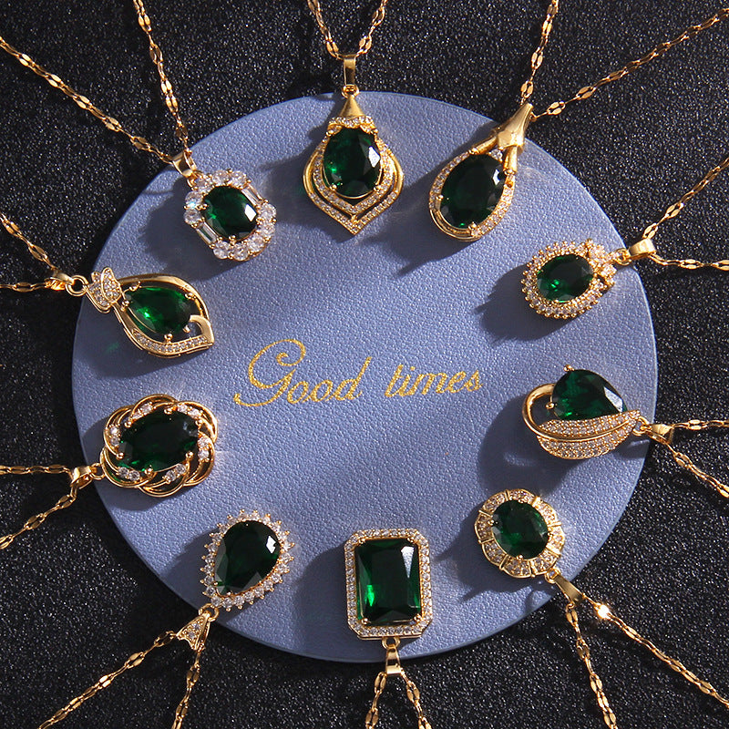 Wholesale Titanium steel necklace female zircon water drop pendant niche design jewelry
