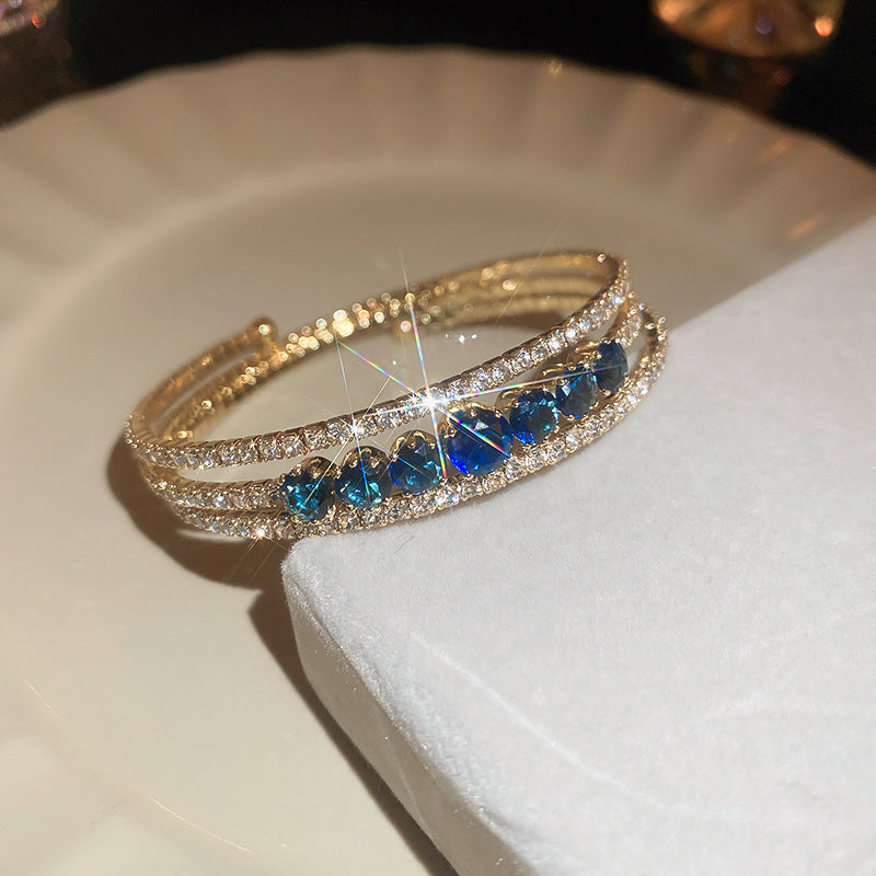 Wholesale Zircon Diamond Inlaid Irregular Multi-layer Metal Bracelets