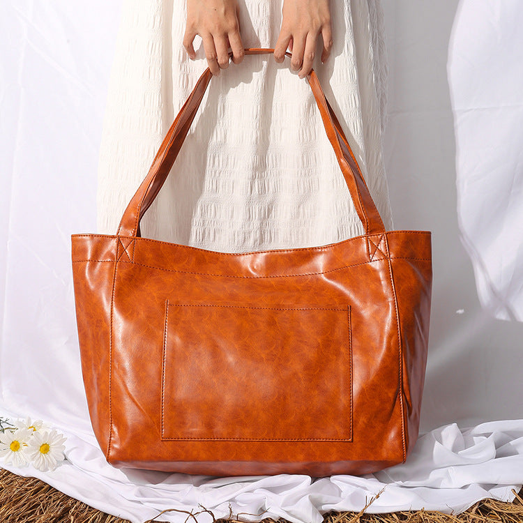 Wholesale Large Pocket Women's Soft Leather Large Capacity Shoulder Hand Tote Bag