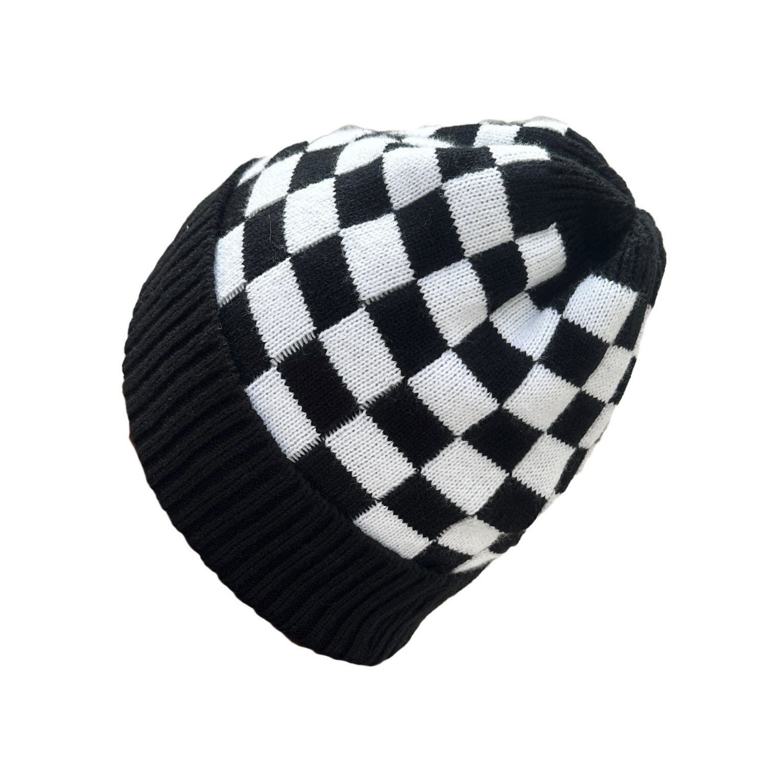 Wholesale Black and Red Plaid Knitted Hat Beanie
