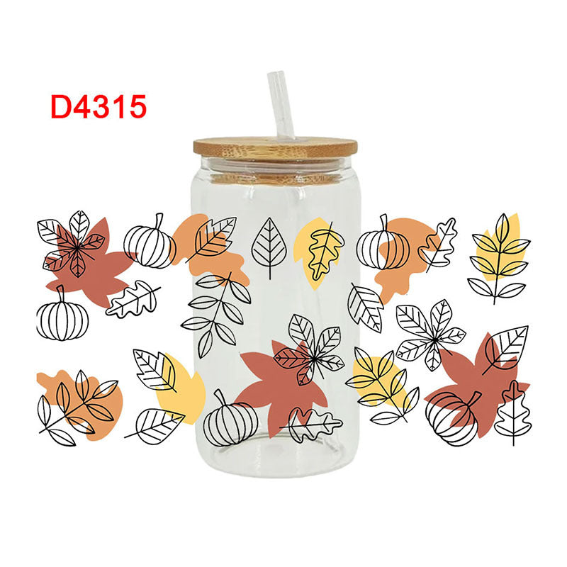 Wholesale Pumpkin Drink Thanksgiving Series 16oz Cup UV DTF Wraps