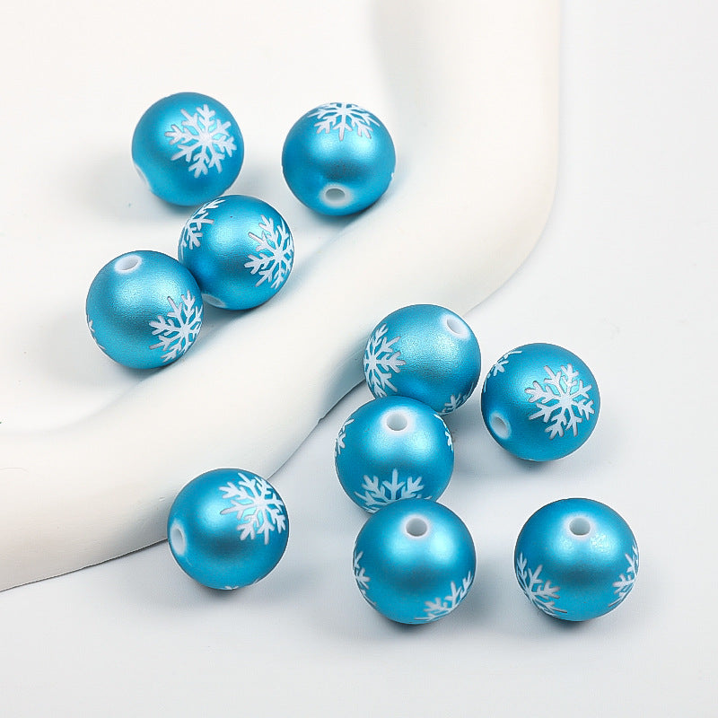 Wholesale Random 100pcs/pack   Acrylic frosted textured paint snowflake Christmas colored Acrylic Beads