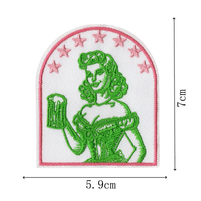 Wholesale 9 Piece Embroidered Patch Set Pink Lady Sports Car Denim Style For et Bag DIY Party Boutique Decoration