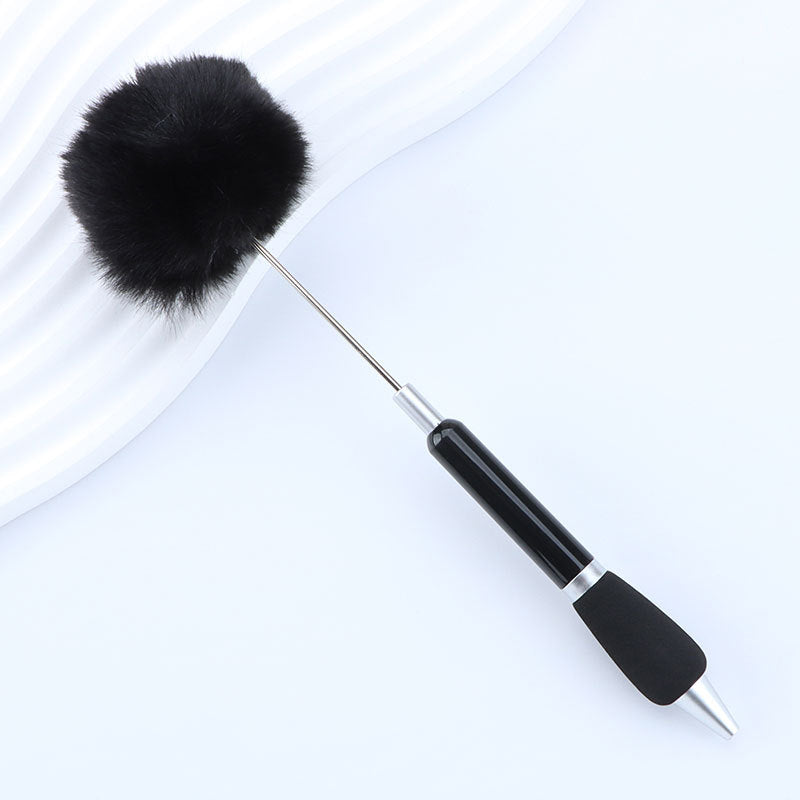 Wholesale 50pcs DIY Hair Ball Cute Girl Heart Furry Cute Round Beads Furry Plastic Beads Pen