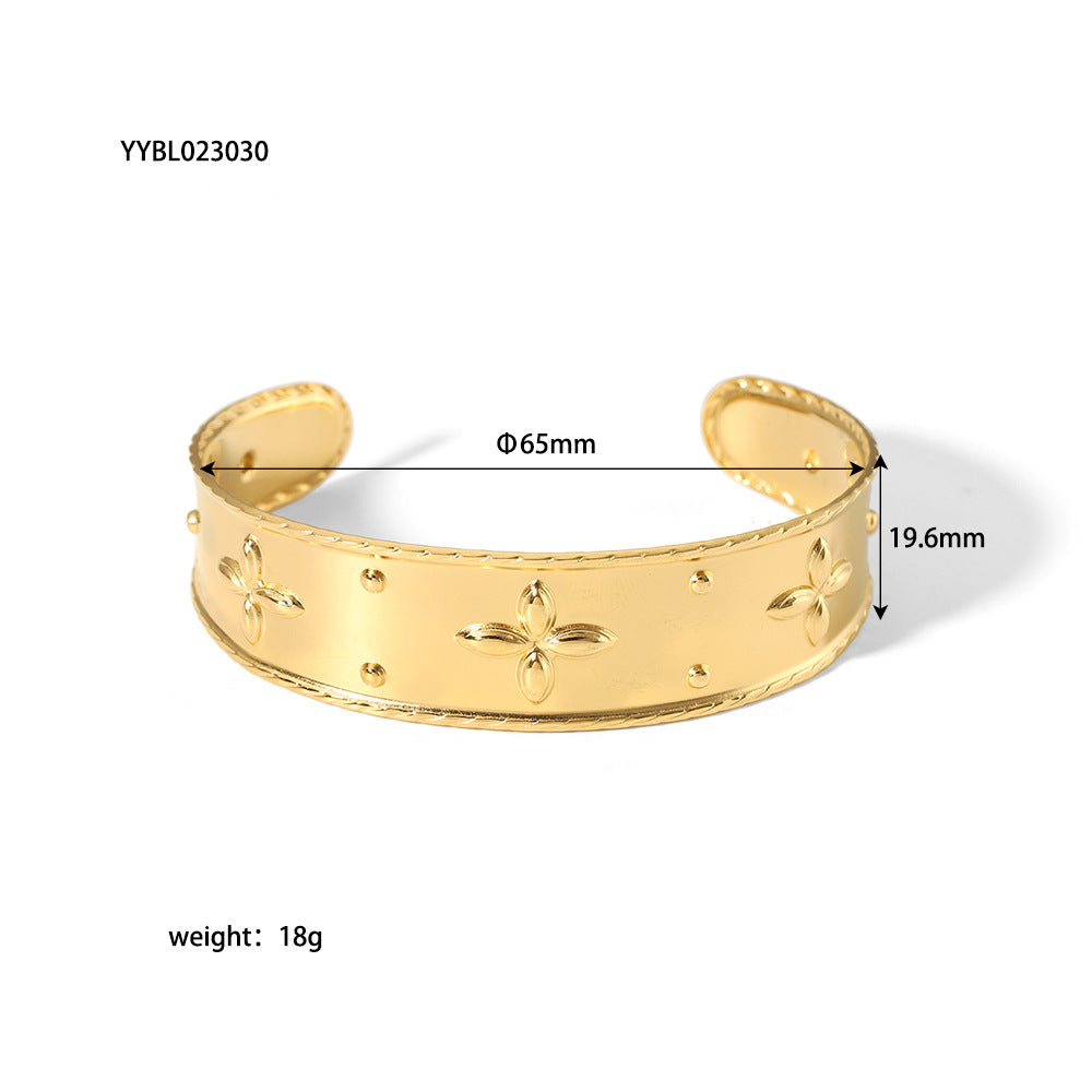 Wholesale Retro Stainless Steel Fashionable All-match Open 18K Gold-plated Non-fading Bracelet