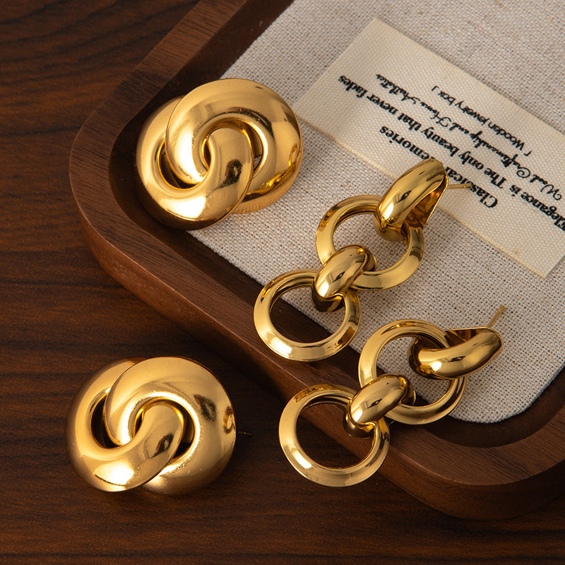 Wholesale steel solid smooth earrings  autumn and winter earrings  earbuckle