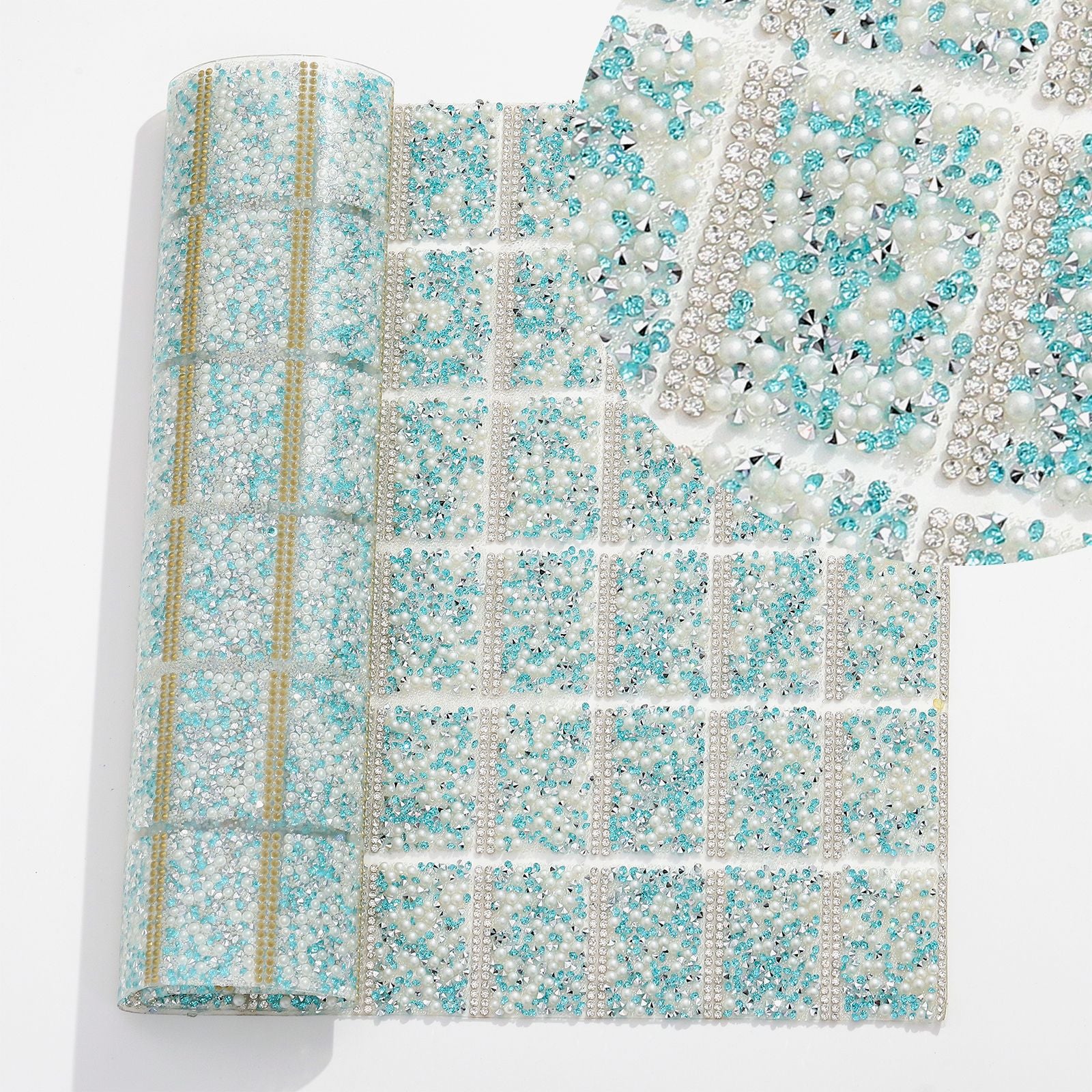 Wholesale DIY pen clothing diamond nail table cushion pad pointed bottom diamond with pearl double-sided tape square diamond piece can for 84pcs pens