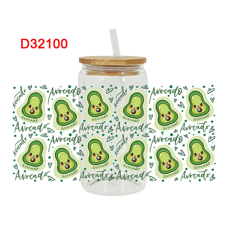 Wholesale fruit Cup  Crystal Sticker16oz Cup UV DTF Wraps 16oz Cup UV DTF Wraps