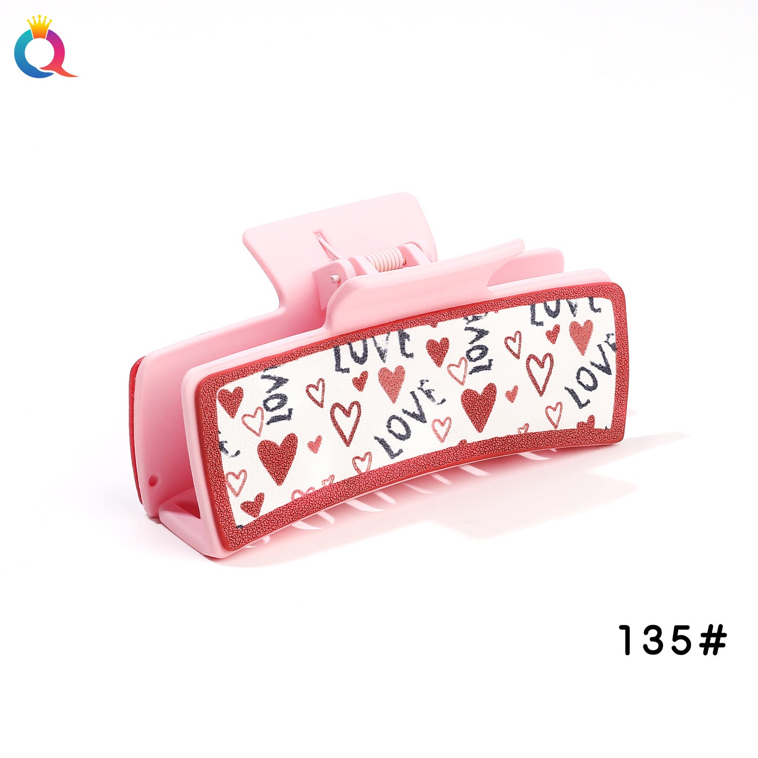 Wholesale Valentine's Day Pink Leather Hair Clips