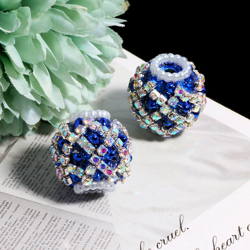 Wholesale 5pcs Diamond-shaped Flower Pattern Hollowed-out Snowflake  Crystal Beads