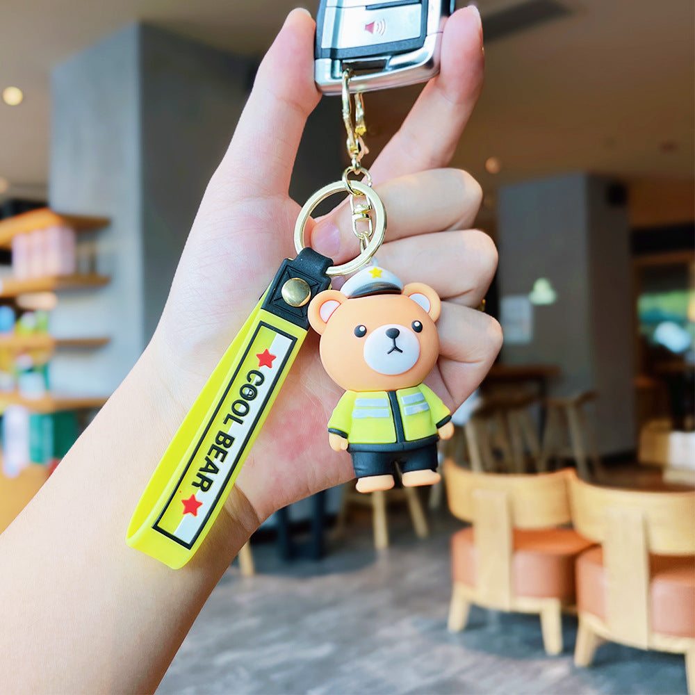 Wholesale Cartoon Bear 3D Soft Glue Keychain