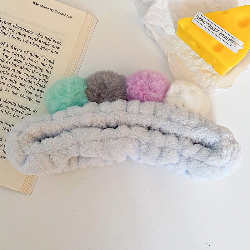 Wholesale Fabric Colored Plush Ball Hair Hoop