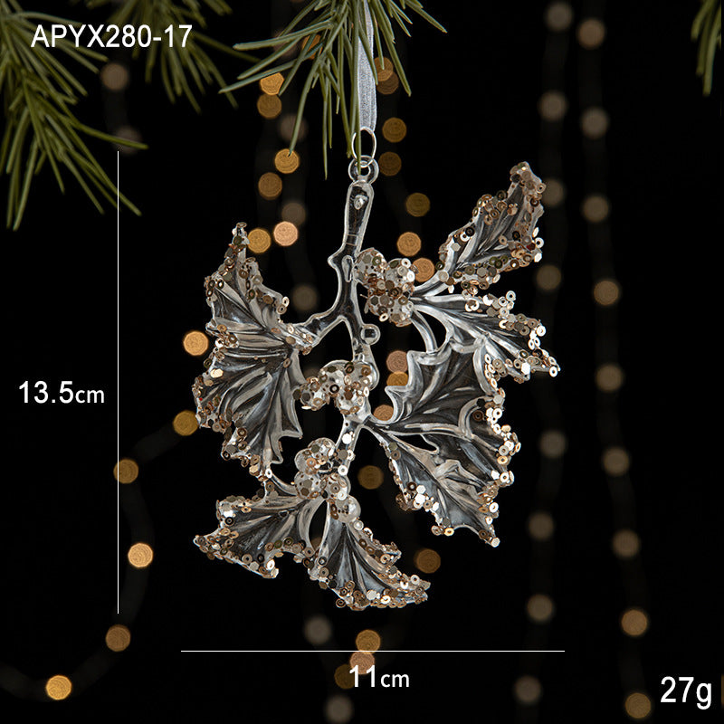 Wholesale Christmas Sequin Acrylic Transparent Snowflake Pendant Ornament