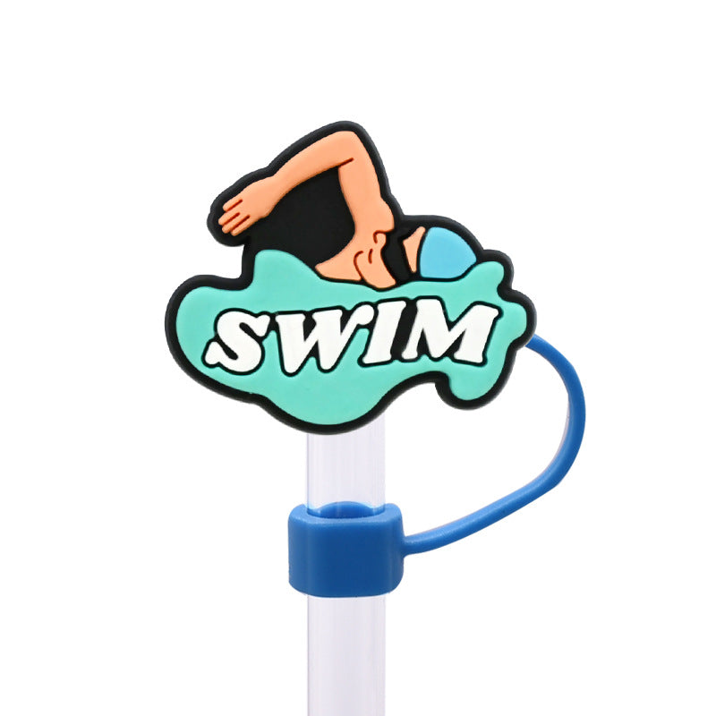 Wholesale Random 100pcs 10MM swimming dust plug straw hat creative DIY cup straw accessories