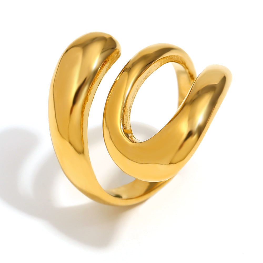 Wholesale Stainless steel plated French style three-layer open snake ring for women