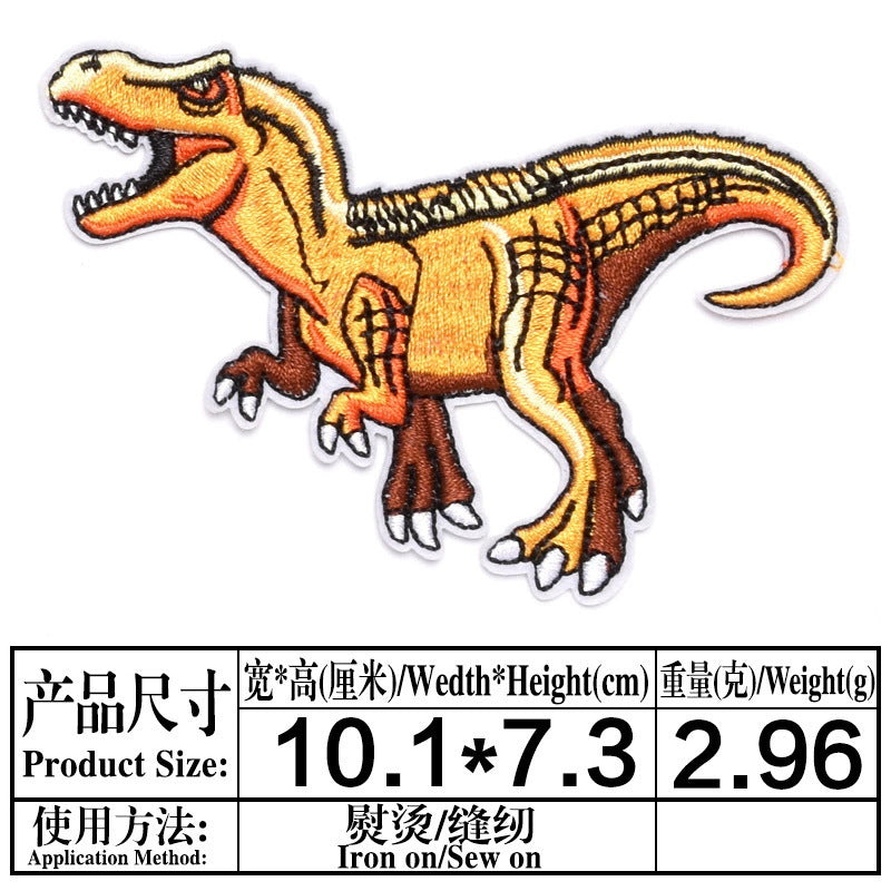 Wholesale Stylish Dinosaur Embroidered Patches Cartoon Animal Cloth Sew On Badges For Clothing Boutique Resale