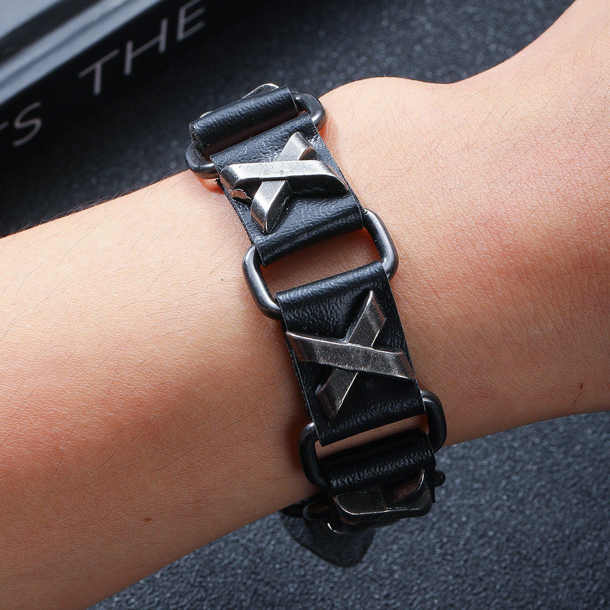 Wholesale Punk Leather Alloy Skeleton Men's Bracelets