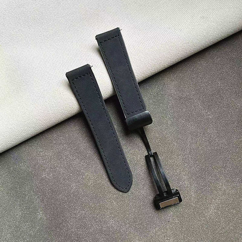 Wholesale Suitable for Major Brands of Crazy Horse Pattern Silicone Leather Strap Magnetic Buckle Pin Buckle Watch Strap