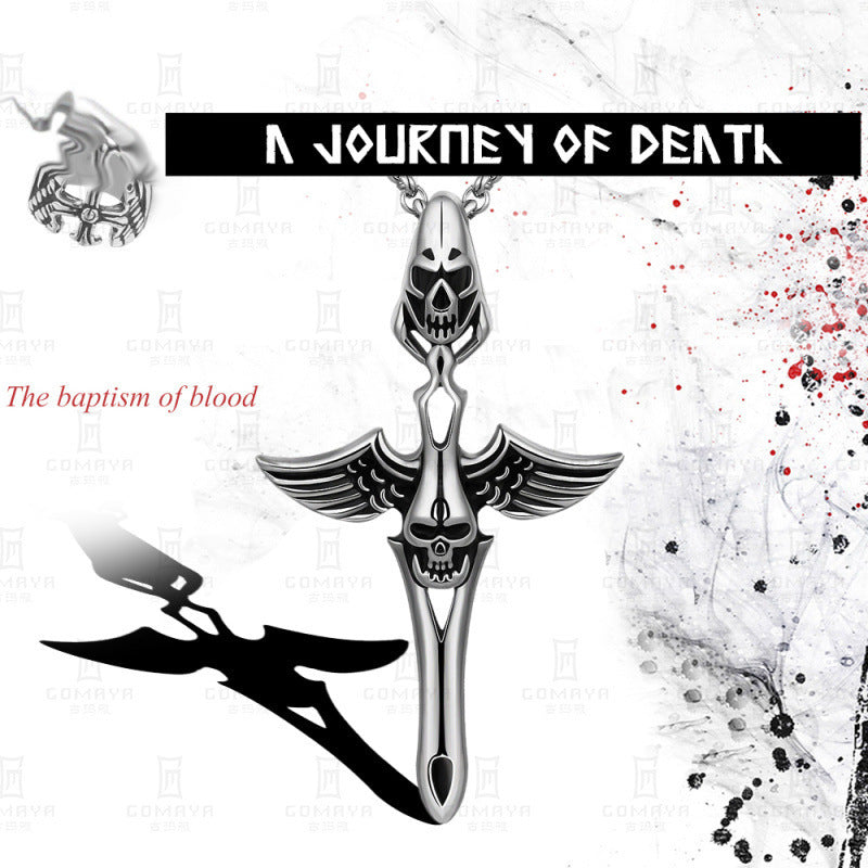 Wholesale Creative angel and devil necklace Men's retro fashion jewelry