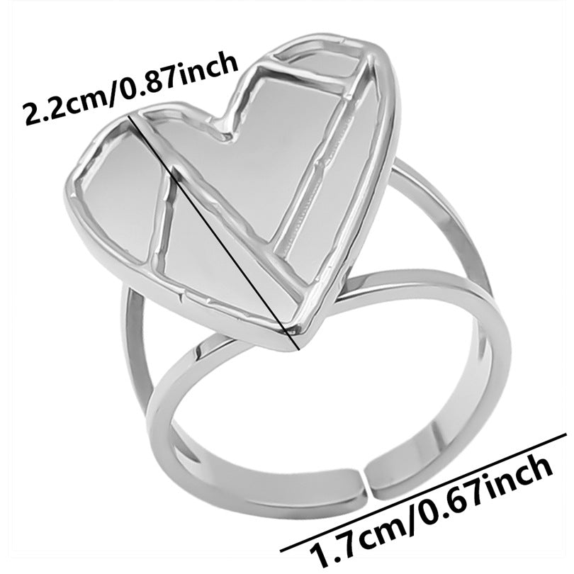 Wholesale Valentine's Day Geometric Pattern Heart-shaped Stainless Steel Rings