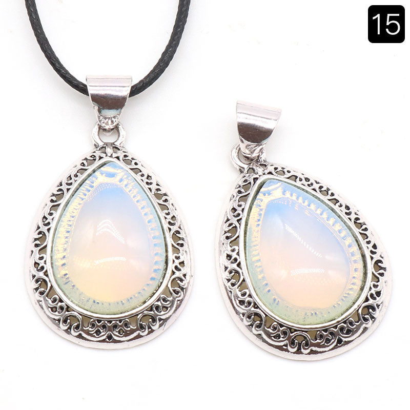 Wholesale Natural crystal agate semi-precious stone teardrop pendant