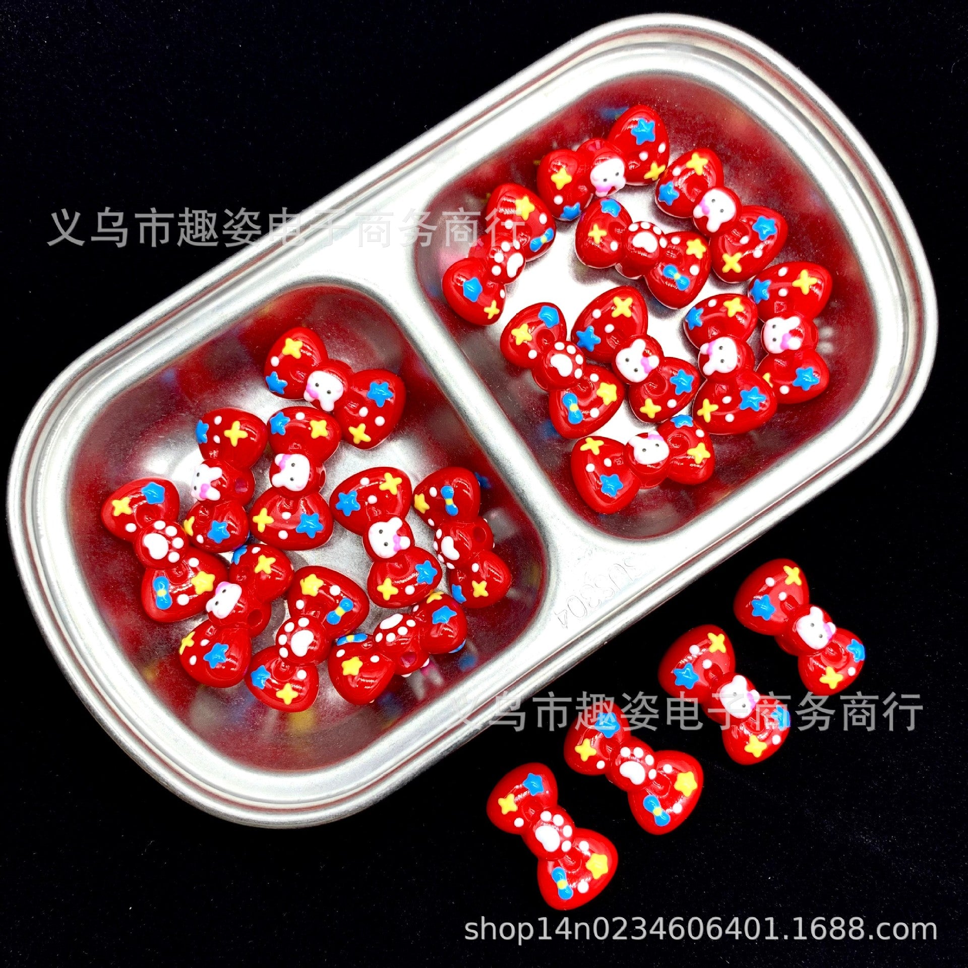 Wholesale  10pcs   Hand-painted beaded bow  Acrylic Beads