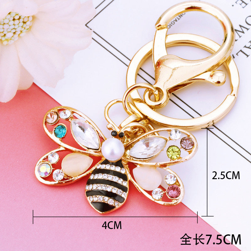 Wholesale Diamond-encrusted bee insect car key chain