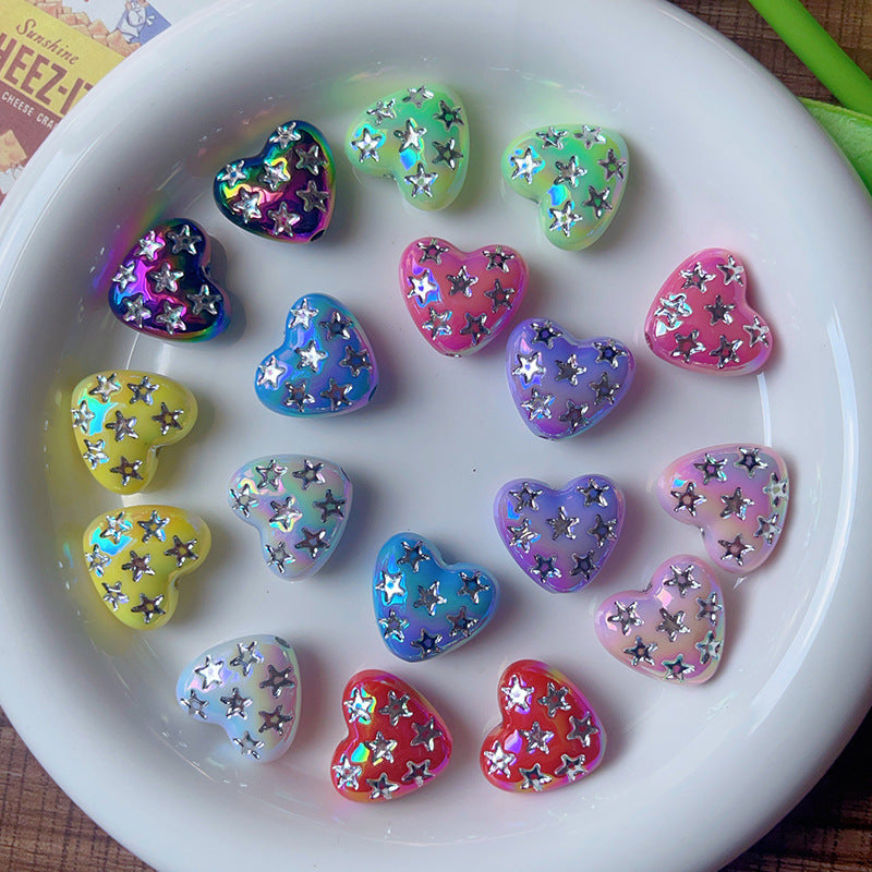 Wholesale   10pcs/pack  UV Color Plated Straight Hole Love Beaded DIY Acrylic Beads
