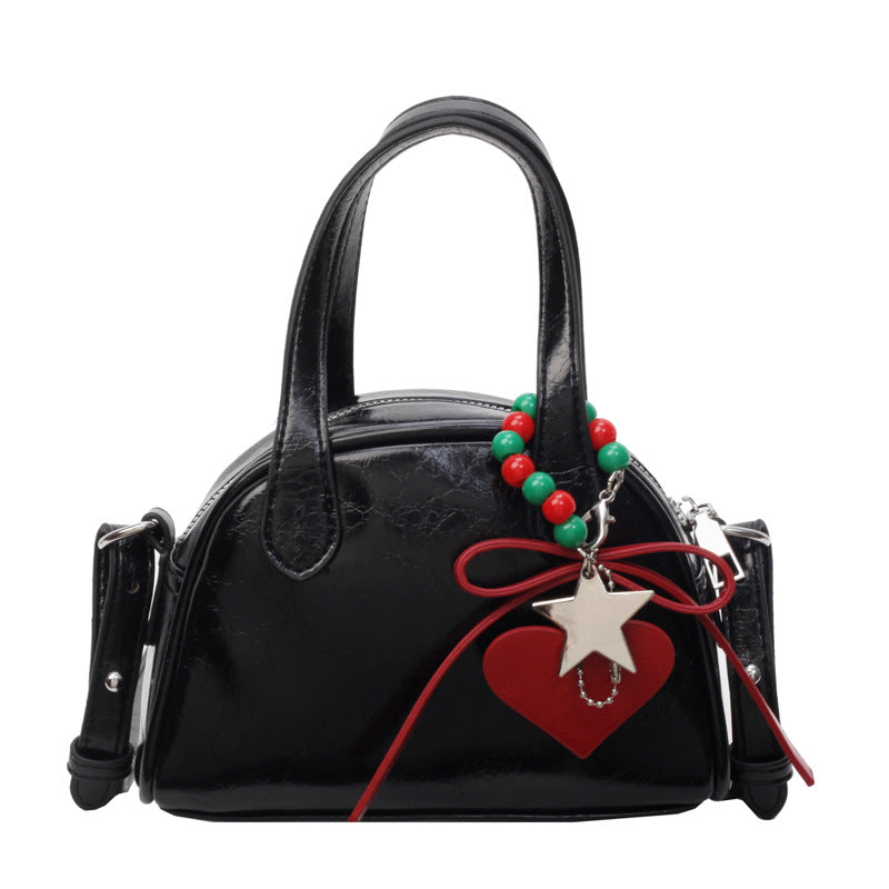 Wholesale Red Fashionable All-match Oil Leather Single Shoulder Shell Bag