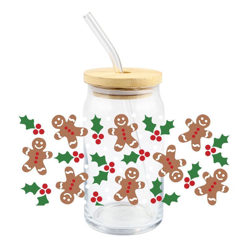 Wholesale 10pcs Christmas Tree House Cartoon﻿ 16oz Cup UV DTF Wraps