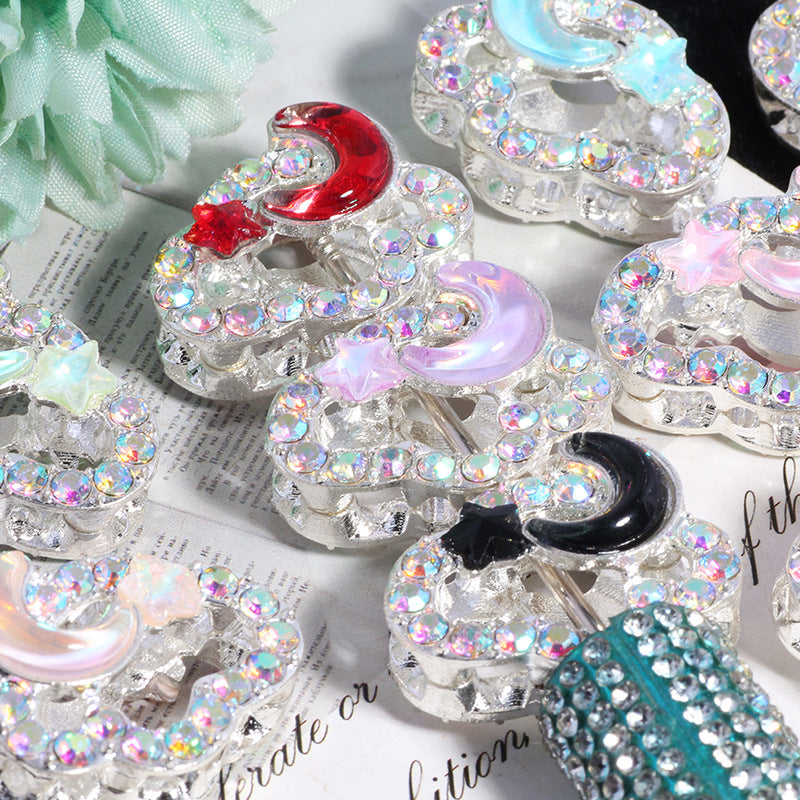 Wholesale 3pcs Fully Diamond Auspicious Cloud Star Moon Crystal Beads