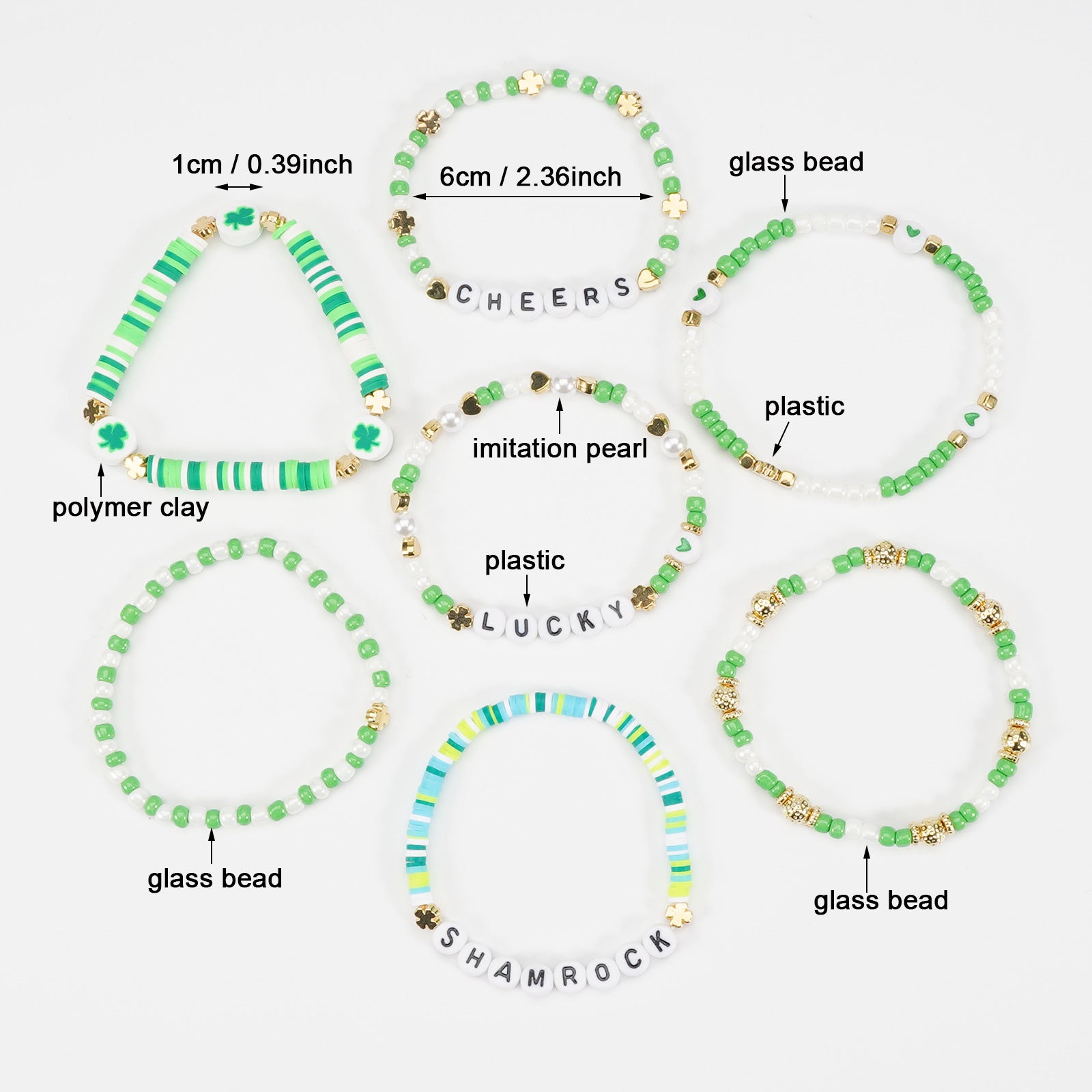 Wholesale St.  Patrick' s Day Green Clover Wine Glass Hat Bracelet