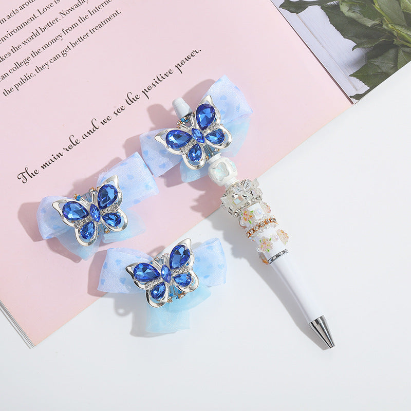 Wholesale 10pcs Acrylic Heavy Beads DIY Diamond Alloy Bow Tie