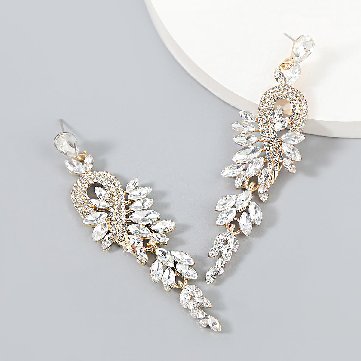 Wholesale Geometric Long Exaggerated Alloy Diamond and Rhinestone Earrings