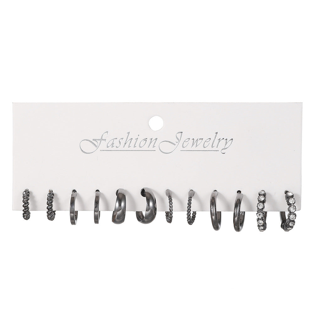 Wholesale Square Geometry Diamond Alloy Earrings