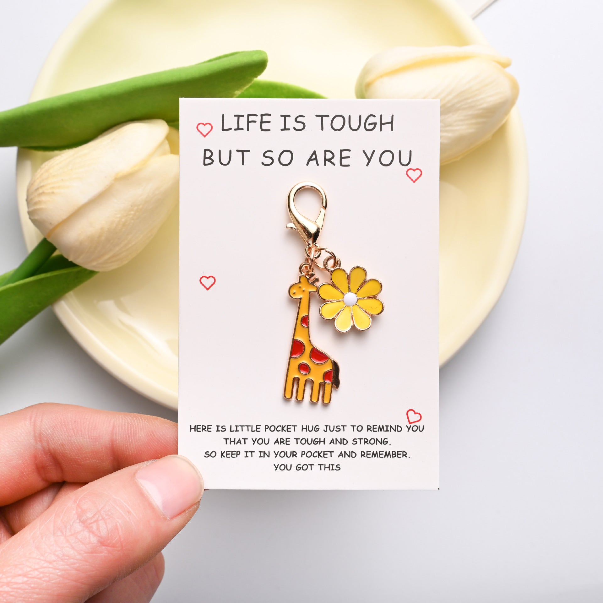 Wholesale  Encouragement Card Giraffe Zinc Alloy Keychain