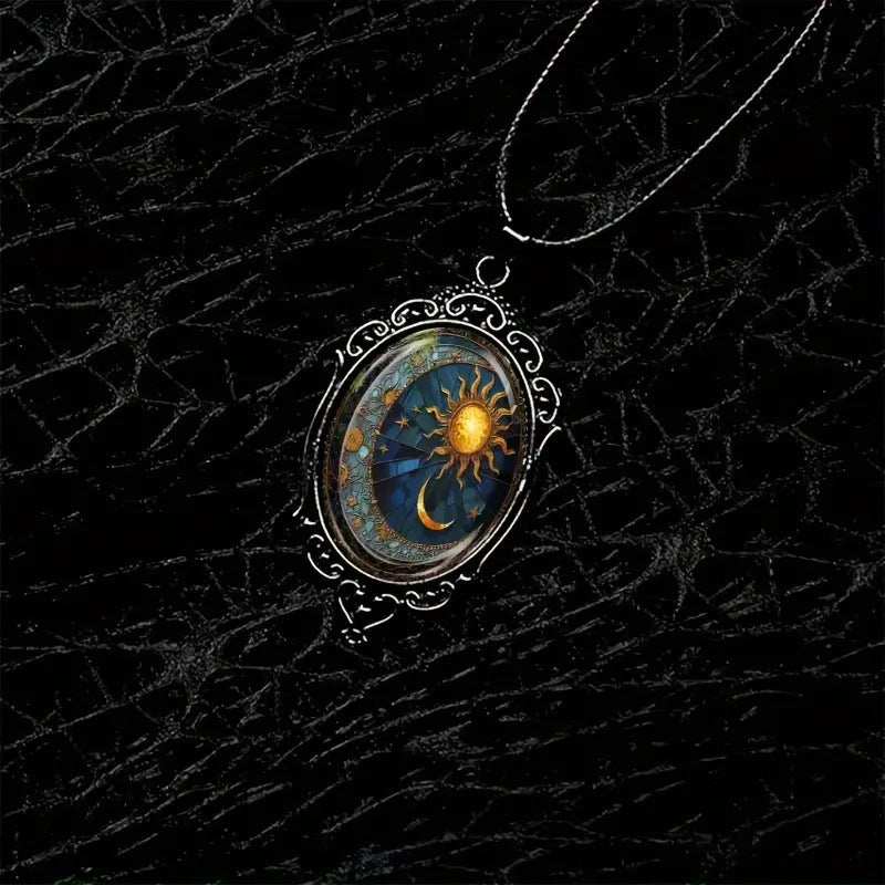 Wholesale Oval Sun and Moon Glass Necklace