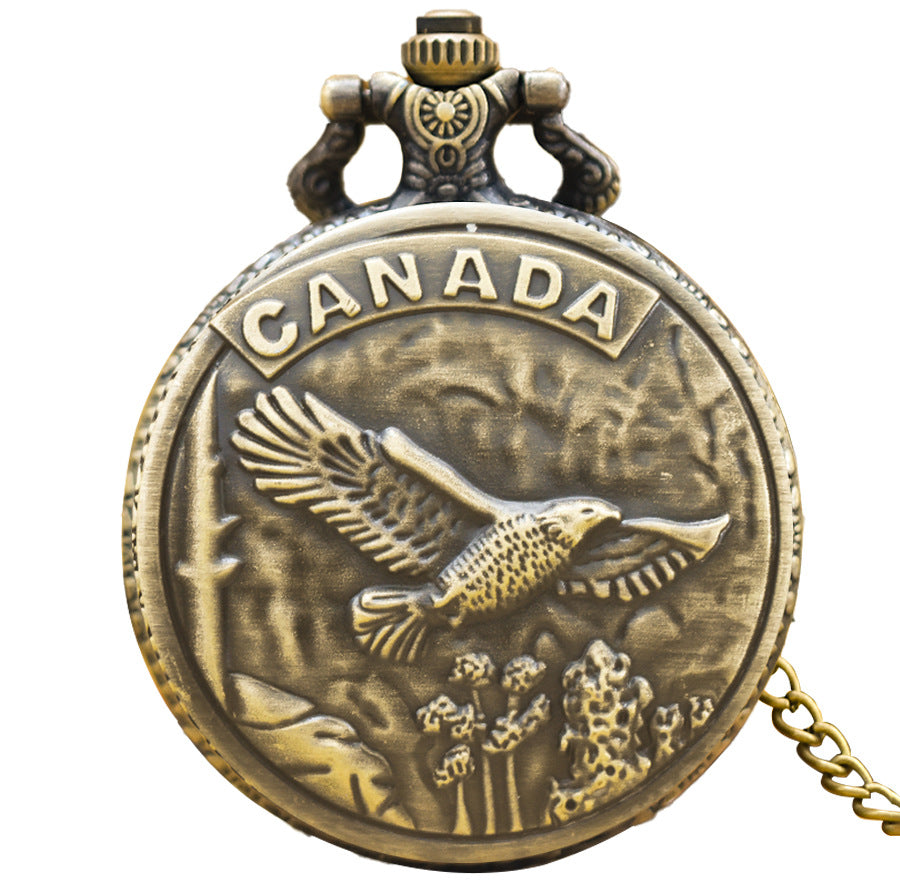 Wholesale Vintage antique bronze carved falcon pocket watch