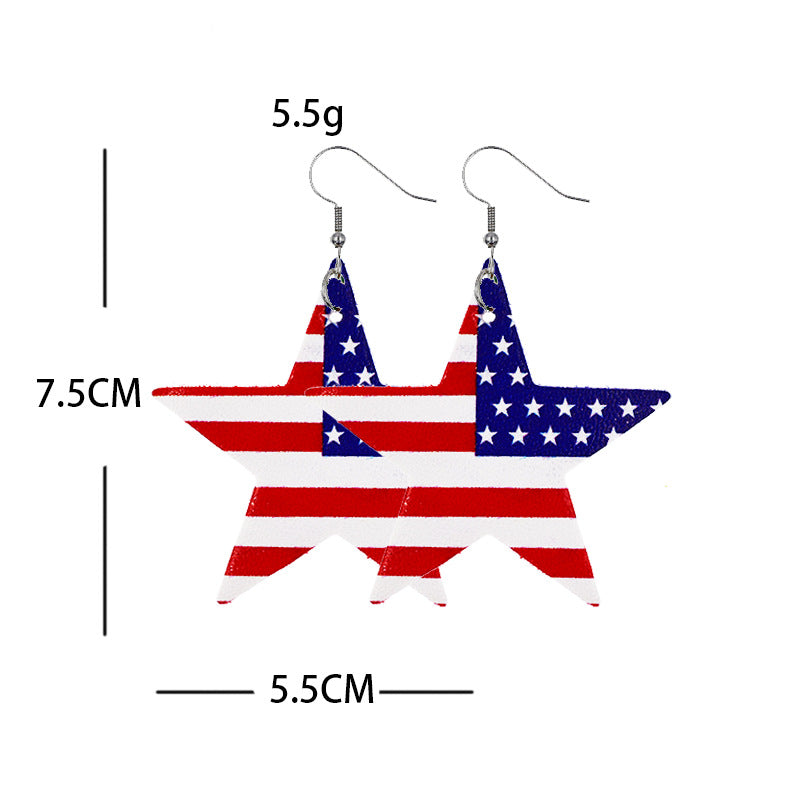 Wholesale American Independence Day Leather Earrings