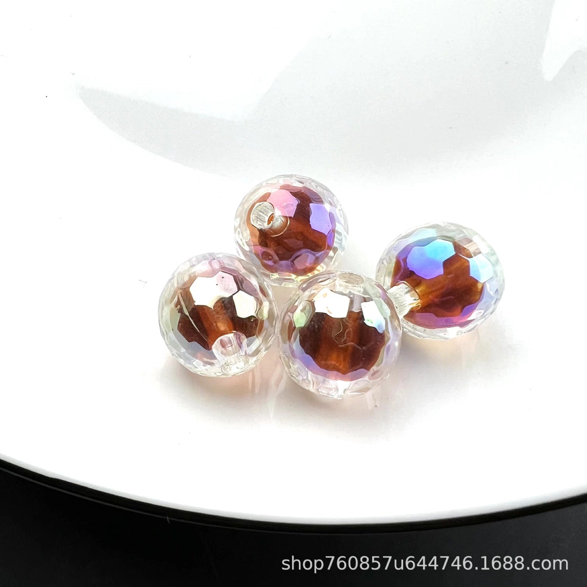 Wholesale 200PCS/PACK Acrylic Color Plated Straight Hole Faceted DIY Beads