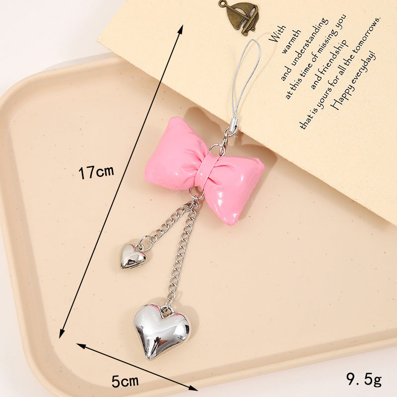 Wholesale New Cotton Leather Bow Mobile Phone Pendant High-end Sense Bag Keychain Hanging Women